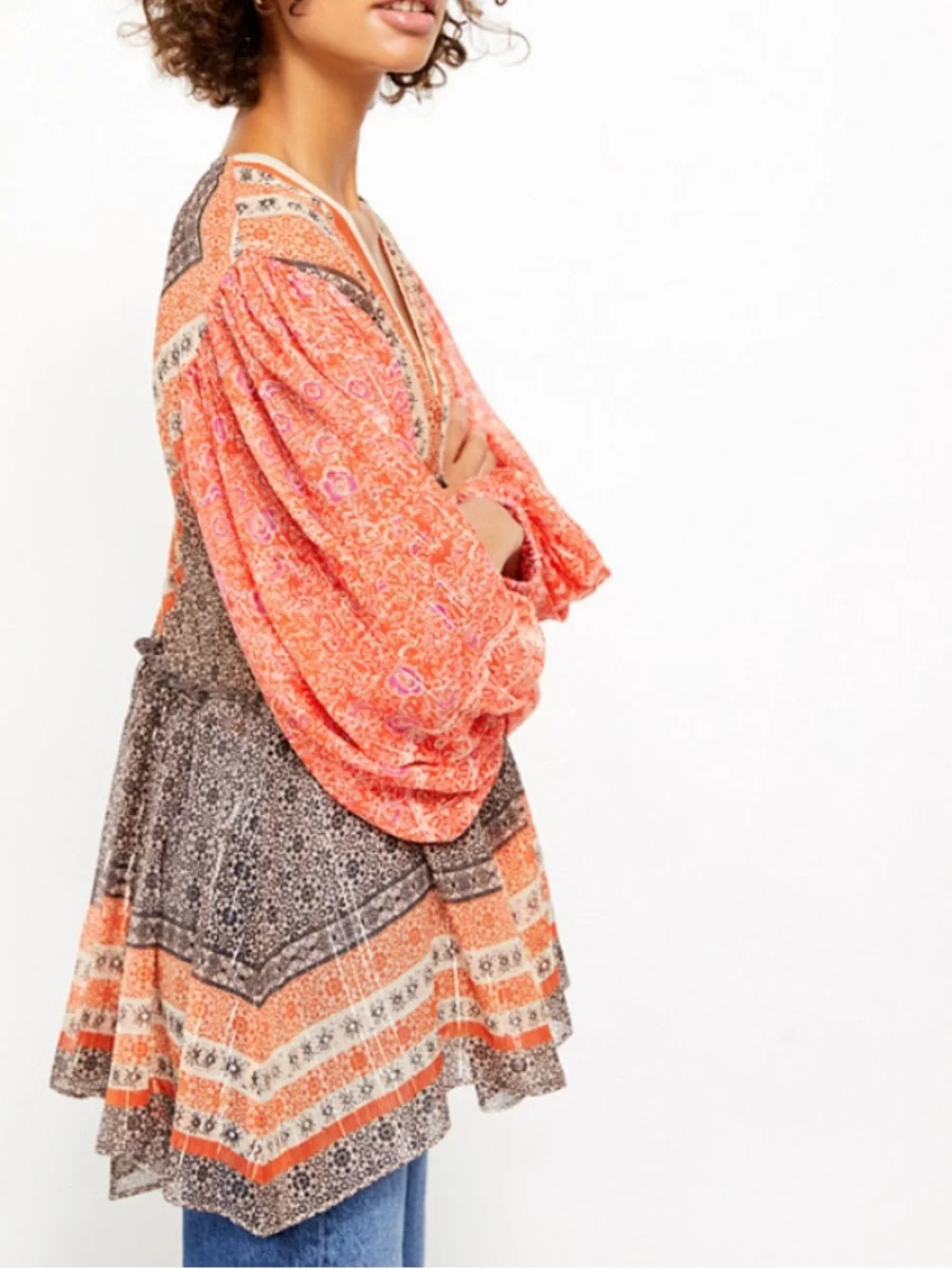 Free People Aliyah Boho Babydoll Top (M)